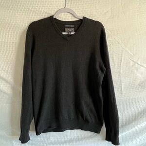 Wallin & Bros V-Neck Cashmere Blend Pullover Sweater Gray Size Medium